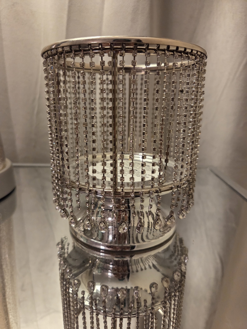 Bath & Body Works Silver Crystal Beaded Candle Holder
